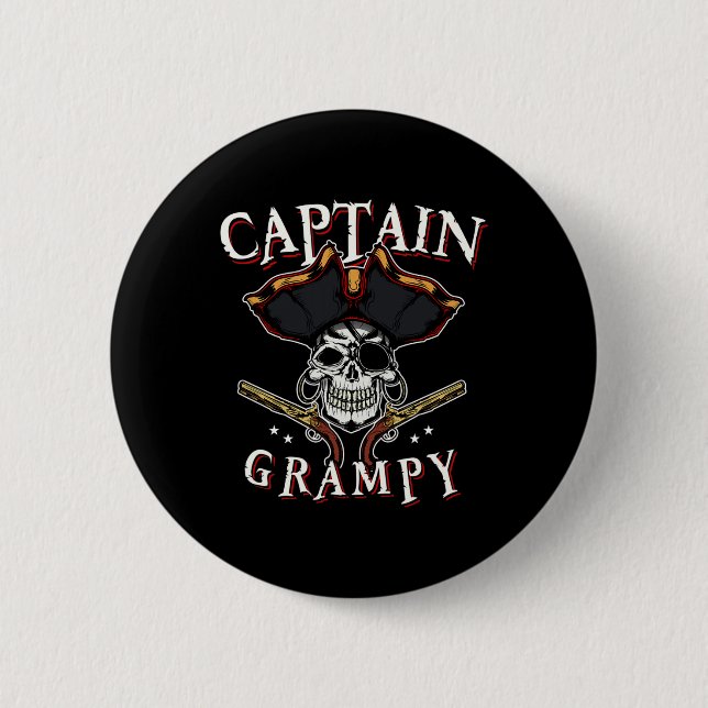 Mens Captain Grampy Pirate Hat and Skull Boot G Button (Vorderseite)