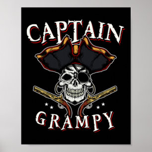 Mens Captain Grampy Pirate Hat and Skull Boot G Poster