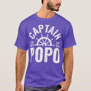 Mens Captain Popo Boat Owner Lake Boating Father’s T-Shirt