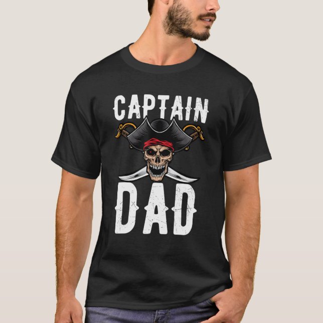 Mens Captain Vater Halloween Pirate Ghosts Spooky  T-Shirt (Vorderseite)