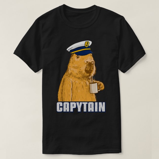 Mens Capybara Boot Kapitän Kapitän T-Shirt (Design vorne)