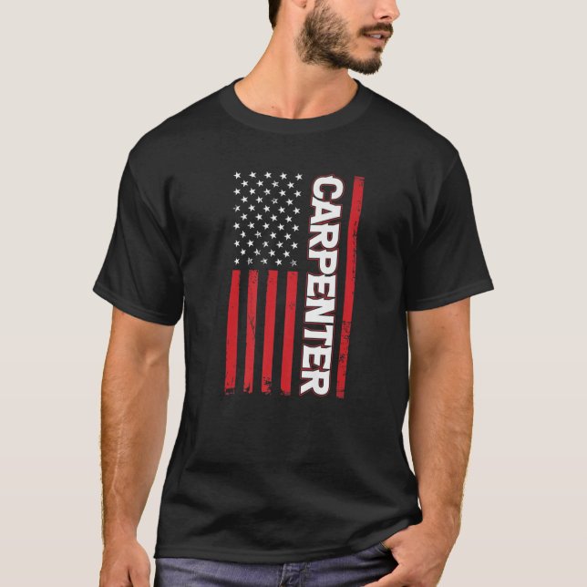 Mens Carpenter American Flag Patriotic 4. Juli Ca T-Shirt (Vorderseite)