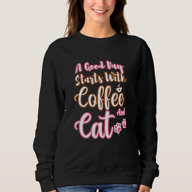 Mens  Cat Coffee  Cute Cat Coffee Cool Cat Coffee Sweatshirt (Vorderseite)