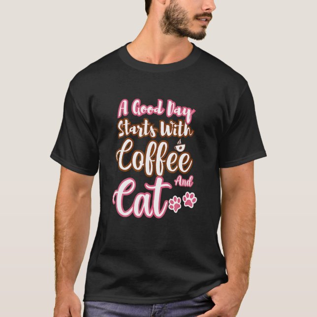Mens  Cat Coffee  Cute Cat Coffee Cool Cat Coffee T-Shirt (Vorderseite)