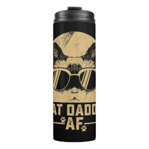 Mens Cat Daddy AF Vintag Cat Vater Head Funny Thermosbecher