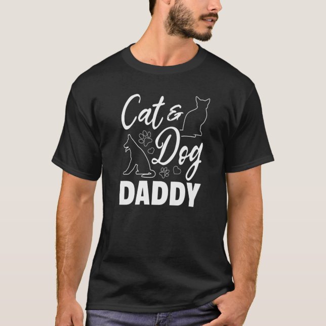 Mens Cat & Dog Vater Katze Daddy Dog Daddy Dog T-Shirt (Vorderseite)