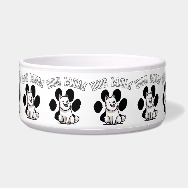 Men's Ceramic/Stainless Steel Bowl - "DOG MOM" Pat Napf (Vorderseite)