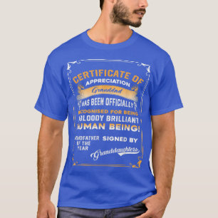 Mens Certificate Granddad des Jahres Unterschrift  T-Shirt