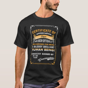 Mens Certificate Papa of the Year Sign by Grand T-Shirt