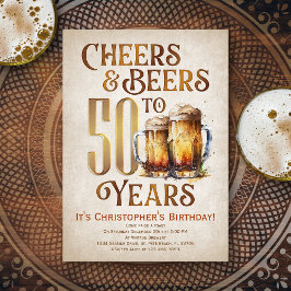 Mens Cheers & Beers Funny 50. Geburtstag Einladung