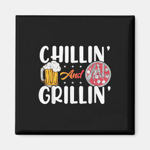 Mens Chilling and Grilling Funny Smoke Fleisch Bar Magnet