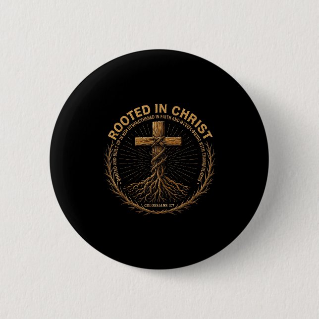 Mens Christian Shirt Rooted In Christ Faith Shirt  Button (Vorderseite)