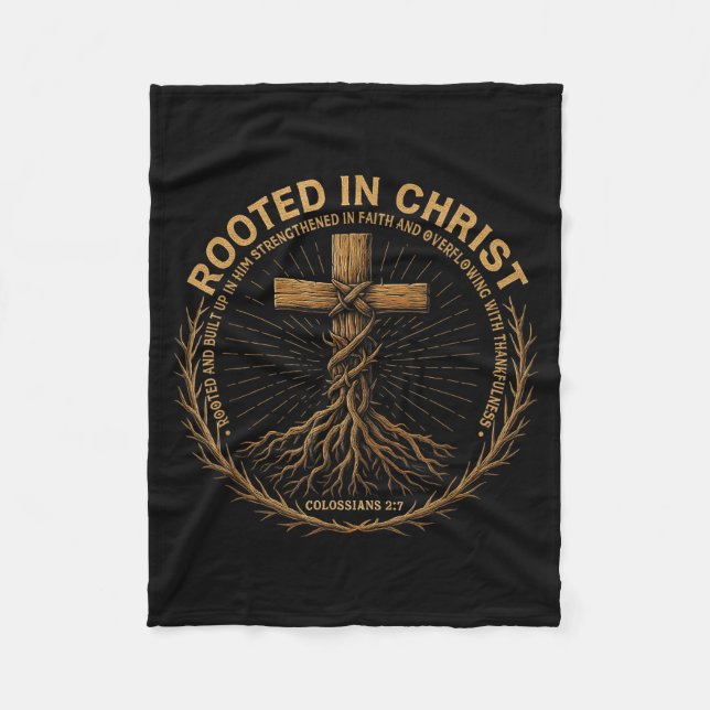Mens Christian Shirt Rooted In Christ Faith Shirt  Fleecedecke (Vorderseite)