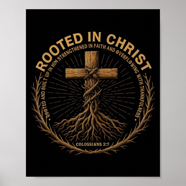 Mens Christian Shirt Rooted In Christ Faith Shirt  Poster (Vorne)