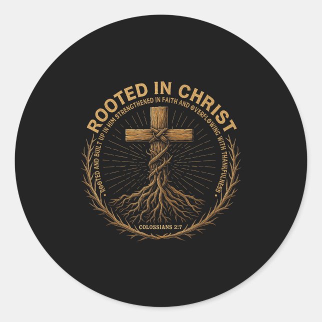 Mens Christian Shirt Rooted In Christ Faith Shirt  Runder Aufkleber (Vorderseite)