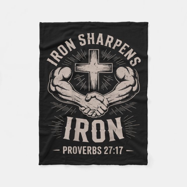Men's Christian Workout Iron Sharpens Iron Proverb Fleecedecke (Vorderseite)