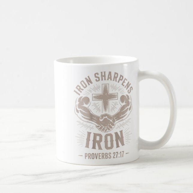 Men's Christian Workout Iron Sharpens Iron Proverb Kaffeetasse (Rechts)
