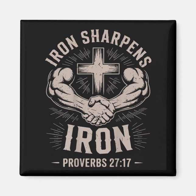 Men's Christian Workout Iron Sharpens Iron Proverb Magnet (Vorne)