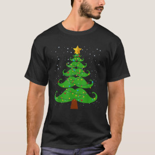 Mens Christmas Mustache Tree Shirt Funny Mustache