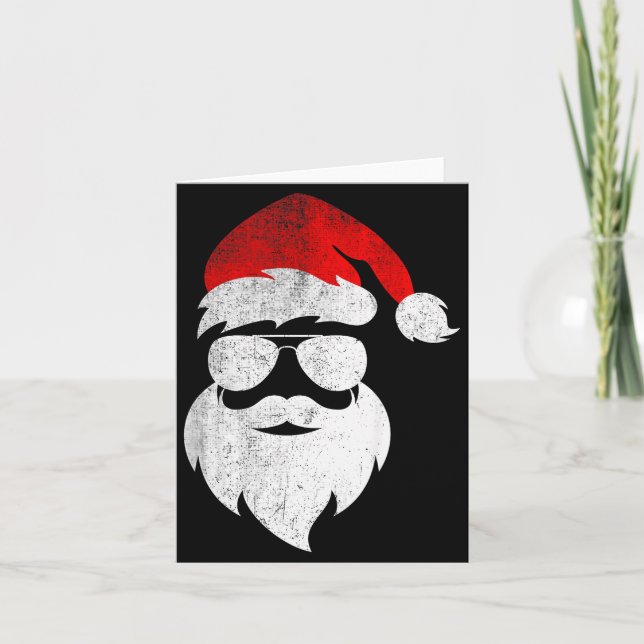 Mens Christmas Santa Claus Face Sungles With Hat B Karte (Vorderseite)