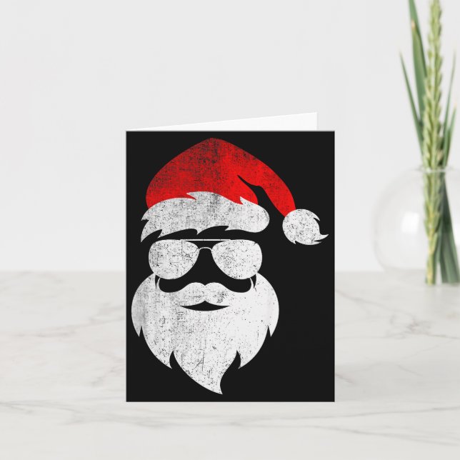 Mens Christmas Santa Claus Face Sungles With Hat B Karte (Vorderseite)
