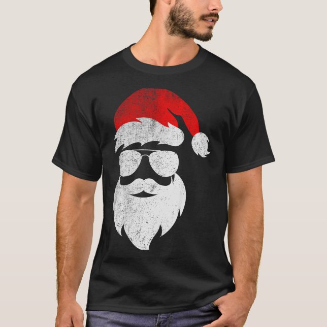 Mens Christmas Santa Claus Face Sungles With Hat B T-Shirt (Vorderseite)