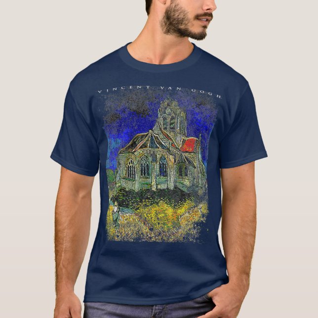 Mens Church in Auverssuroise Van Gogh Gemälde T-Shirt (Vorderseite)