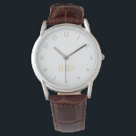 Mens Classic Brown Leather Strap Mit Monogramm Wat Armbanduhr<br><div class="desc">Maßgeschneidertes, personalisiertes Herrenklassiker mit braunem Lederband, silberfarbenem Legierungsgehäuse, Armbanduhr. Geben Sie einfach die Initialen ein. Machen Sie eine wunderbare, individuelle Uhr für die besonderen Männer in Ihrem Leben - Papa, Bräutigam, Ehemann, Bruder, Großvater, Freund. Ein großartiges Geschenk für den Tag des Vaters, Geburtstag, Hochzeit, Ehejubiläum, Weihnachten, Feiertagen und vieles mehr....</div>