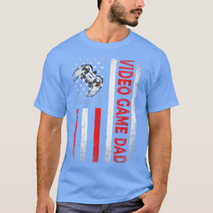 Mens Classic Retro American Flag Video Game Vater T-Shirt