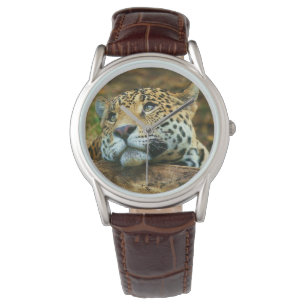 Mens Classic Watch/Wildlife Leopard Armbanduhr