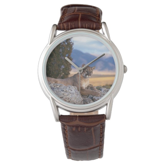 Mens Classic Watch/Wildlife Mountain Lion Armbanduhr (Vorderseite)