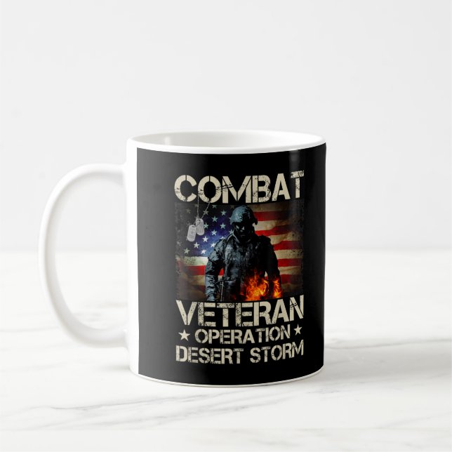 Mens Combat Veteran Operation Desert Storm Soldier Kaffeetasse (Links)