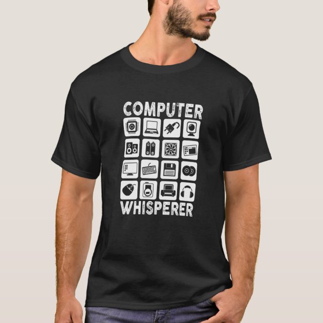 Mens Computer Whisperer IT Tech Support Network en T-Shirt (Vorderseite)