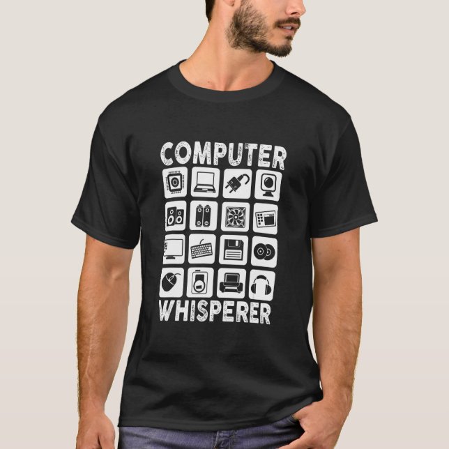 Mens Computer Whisperer IT Tech Support Network en T-Shirt (Vorderseite)