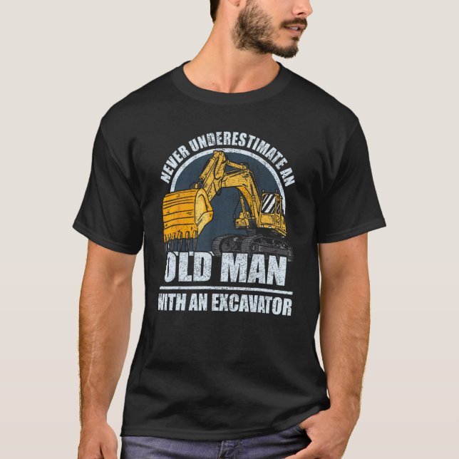 Mens Construction Worker Heavy Equipment Excavator T-Shirt (Vorderseite)