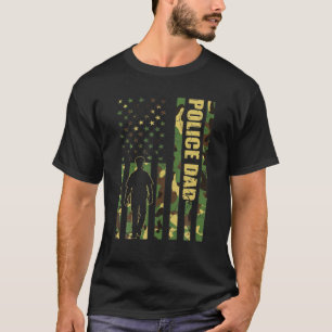 Mens Cool American Flag Camouflage Police Vater Fa T-Shirt