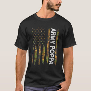 Mens Cool Army Poppa American Flag Camouflage Fath T-Shirt
