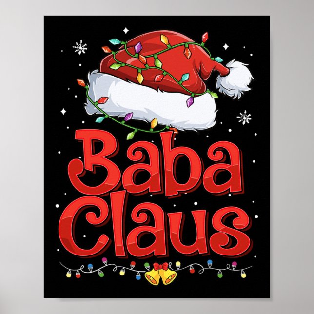 Mens Cool Baba Claus mit Weihnachtsmannmütze Weihn Poster (Vorne)