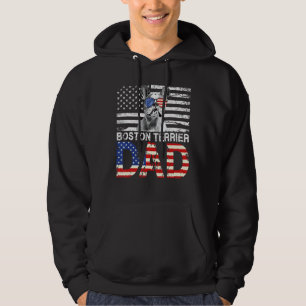 Mens Cool Boston Terrier Vater Usa Flag Patriotic Hoodie