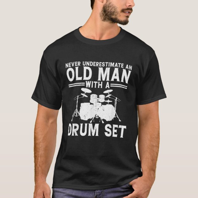 Mens Cool Drummer Art Vater Drum Set Player Drum T-Shirt (Vorderseite)