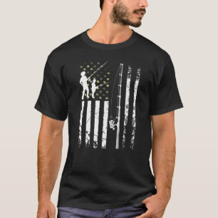 Mens Cool Fischen USA Camouflage US Flaggenbarsch T-Shirt