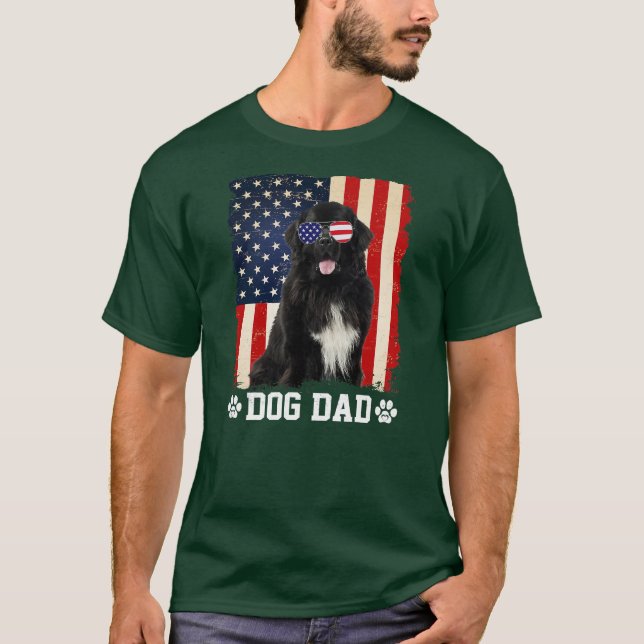 Mens Cool Neufundland Hund Vater Amerikanische Fla T-Shirt (Vorderseite)