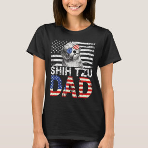 Mens Cool Shih Tzu Vater Usa Flag Patriotische Vät T-Shirt