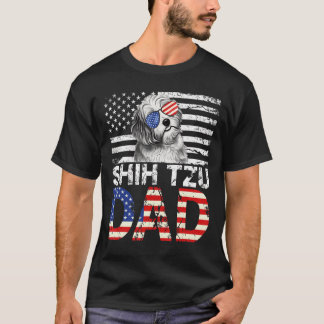Mens Cool Shih Tzu Vater Usa Flag Patriotische Vät T-Shirt