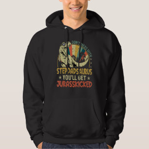 Mens Cool Stepdadsaurus Dinosaur Rex Vintag Fathe Hoodie