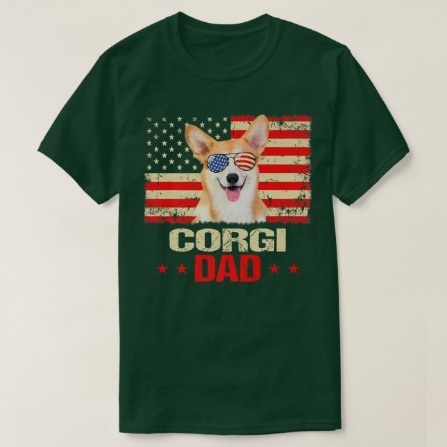 Mens Corgi Dad Usa Flag Dog Lover Fathers Day1131 T-Shirt (Design vorne)