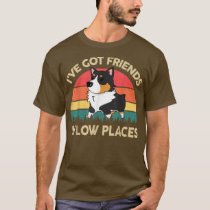Mens Corgi Ich habe Freunde in Low-Place Tri Farbe T-Shirt
