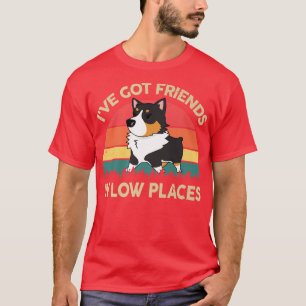 Mens Corgi Ich habe Freunde in Low-Place Tricolor T-Shirt