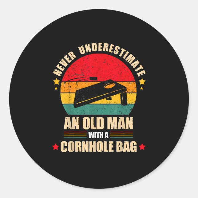 Mens Cornhole Cornhole Player Cornhole Bag Runder Aufkleber (Vorderseite)
