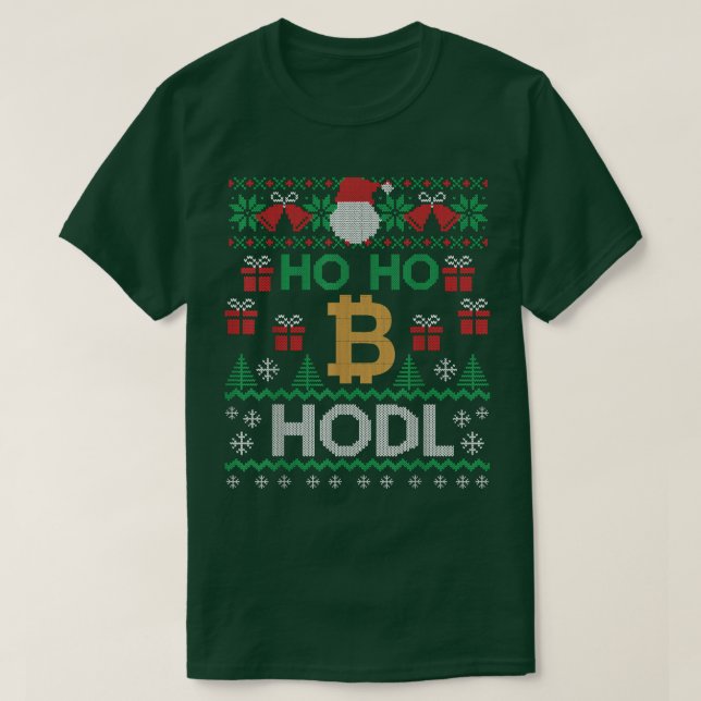 Mens Cryptocurrency Ho ho Hodl Bitcoin Ugly Christ T-Shirt (Design vorne)
